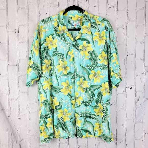 Jams World tigrus Hawaiian floral print button front short sleeve shirt top - Picture 1 of 7